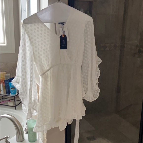 kayla’s armoire Dresses & Skirts - New with tags white romper with bell sleeves